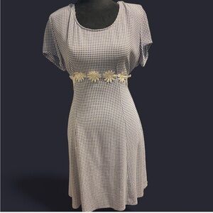 Vintage City Triangles Blue and White Checkered Dress